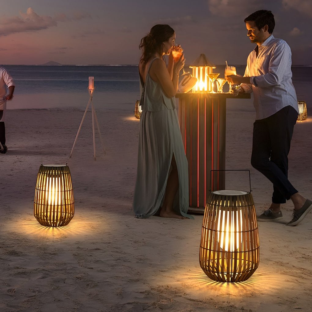 Premium Bamboo Portable LED Outdoor Lantern - Waterproof Design