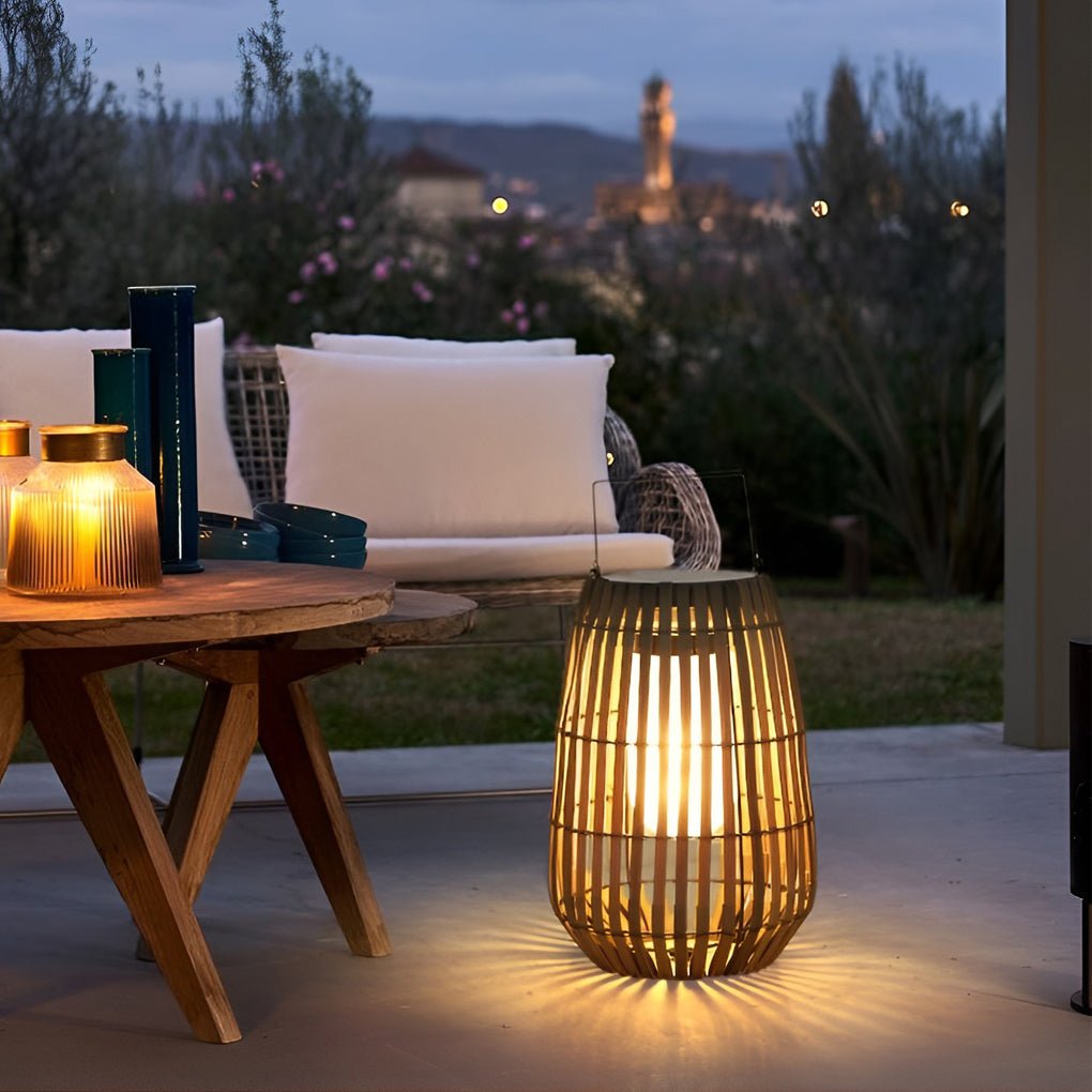 Premium Bamboo Portable LED Outdoor Lantern - Waterproof Design