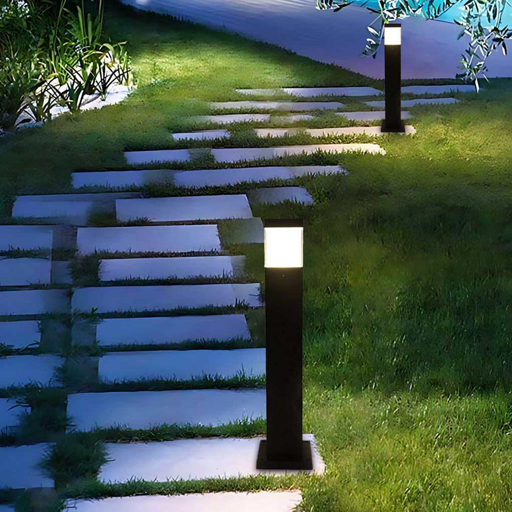 Modern Square Outdoor Bollard Light - Commercial Grade