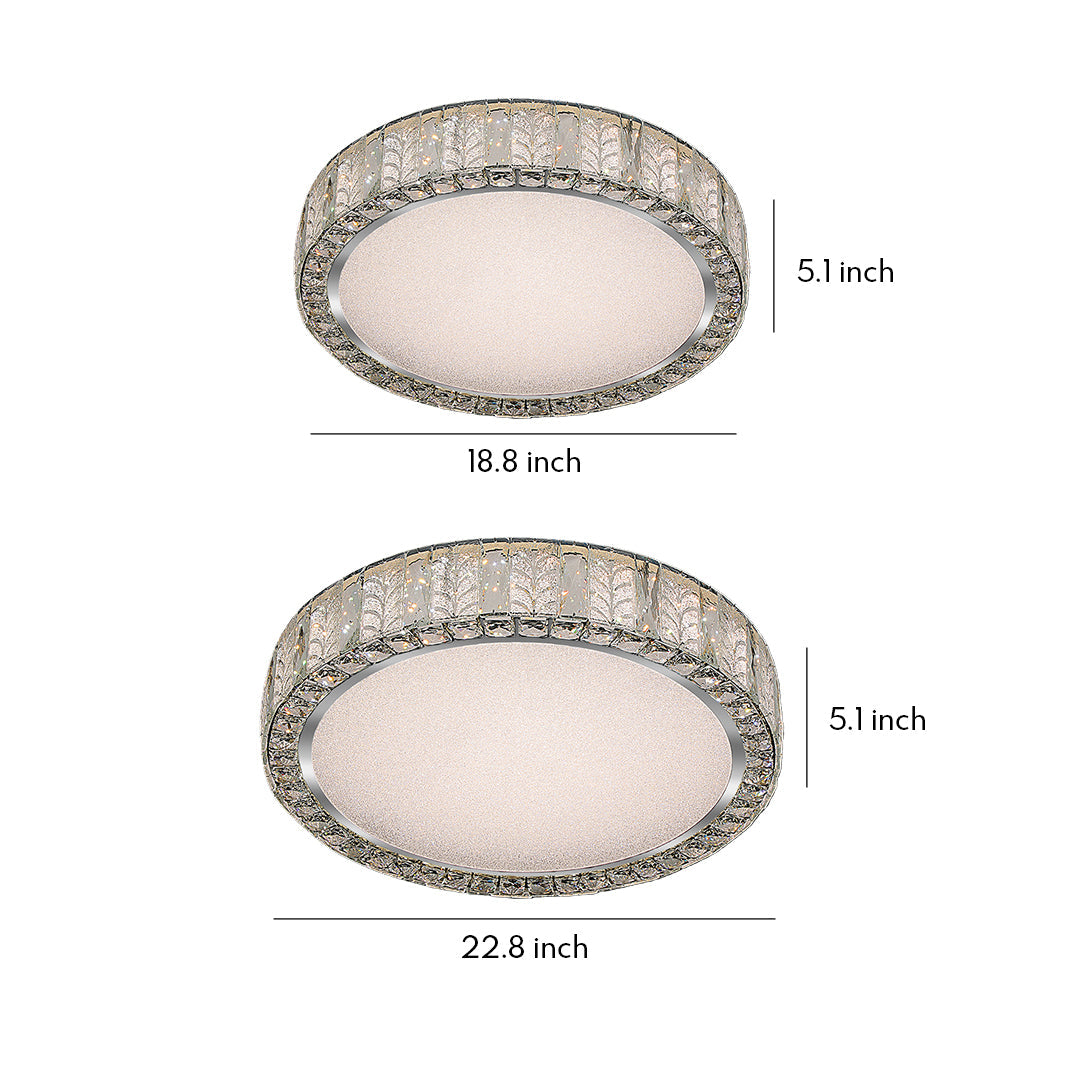 Premium Round Crystal LED Flush Mount Ceiling Light in Gold