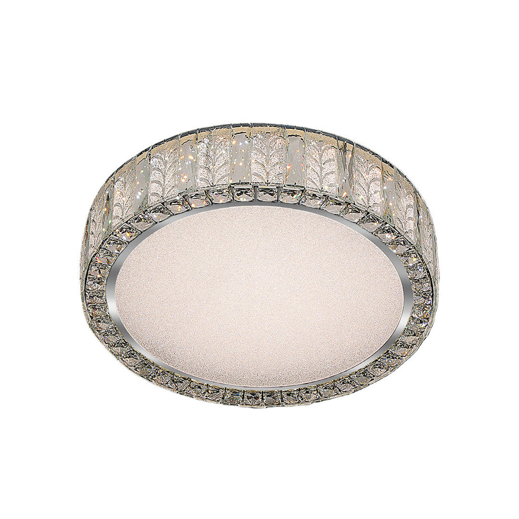 Premium Round Crystal LED Flush Mount Ceiling Light in Gold