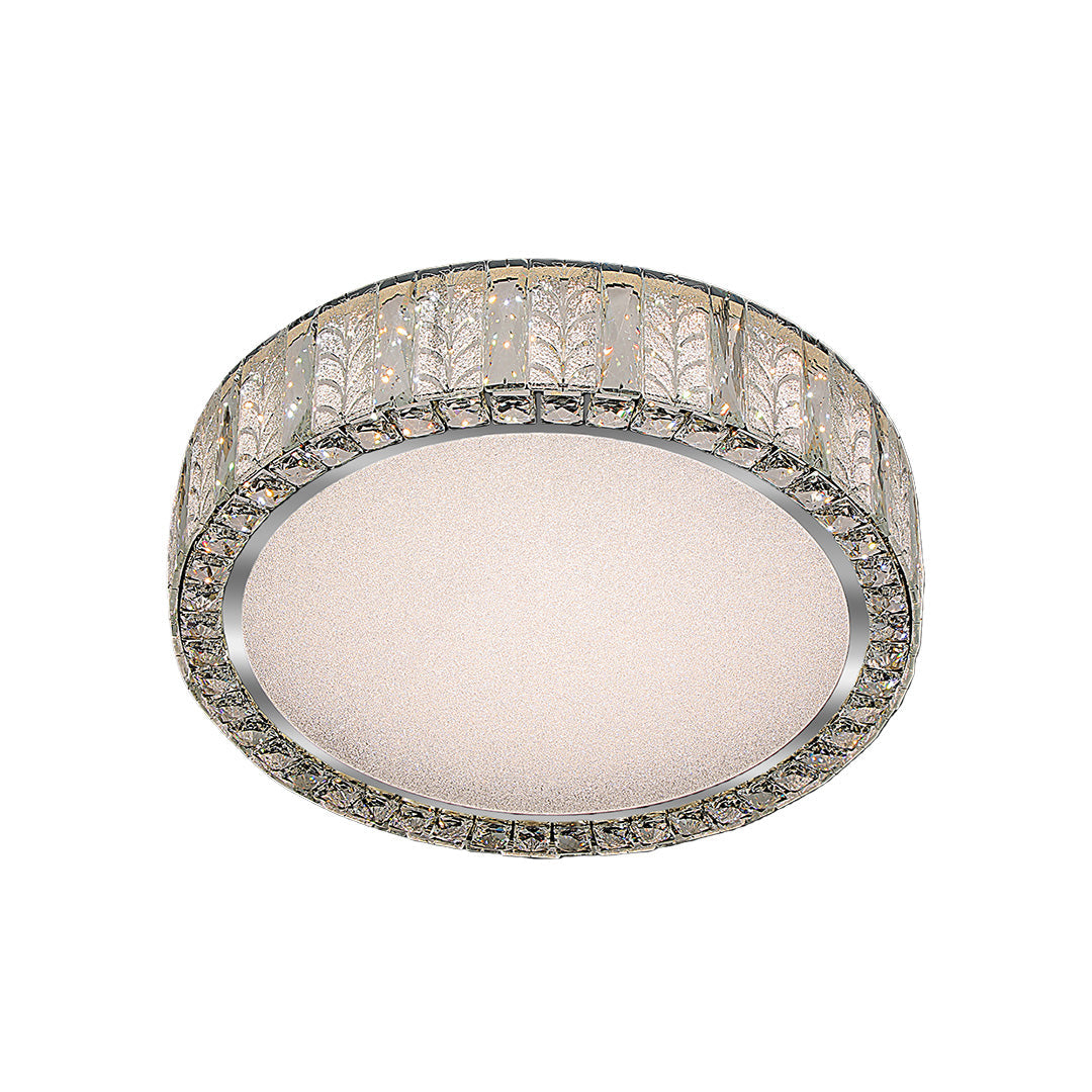 Premium Round Crystal LED Flush Mount Ceiling Light in Gold