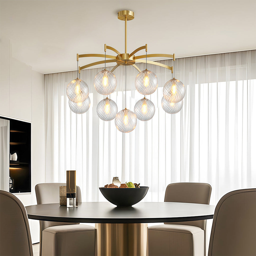 Premium Copper and Glass Ball Chandelier Ceiling Light