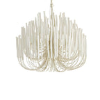 White Painted Wooden Stick Chandelier - Organic Ceiling Light