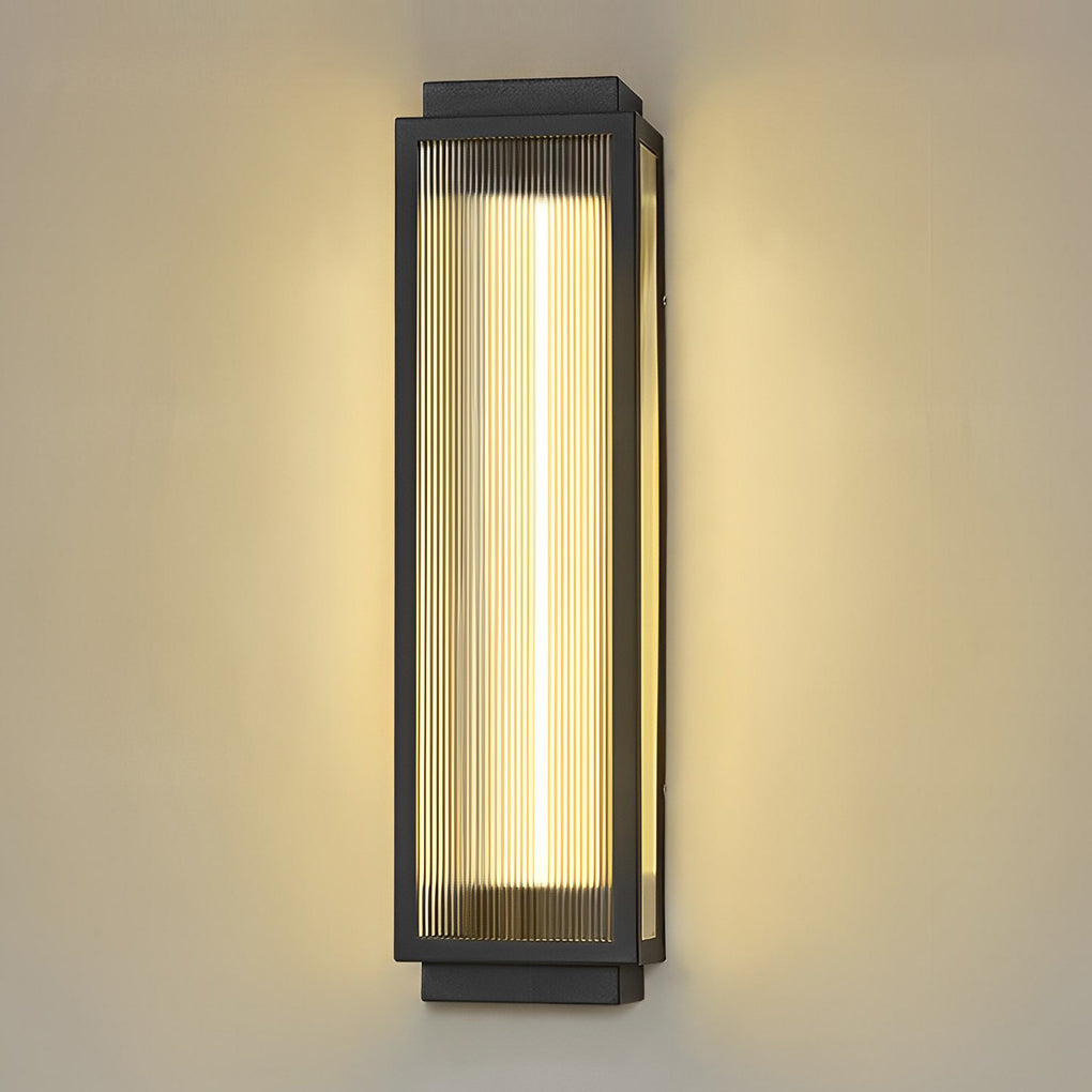 Modern Rectangular LED Outdoor Wall Light with Reeded Glass
