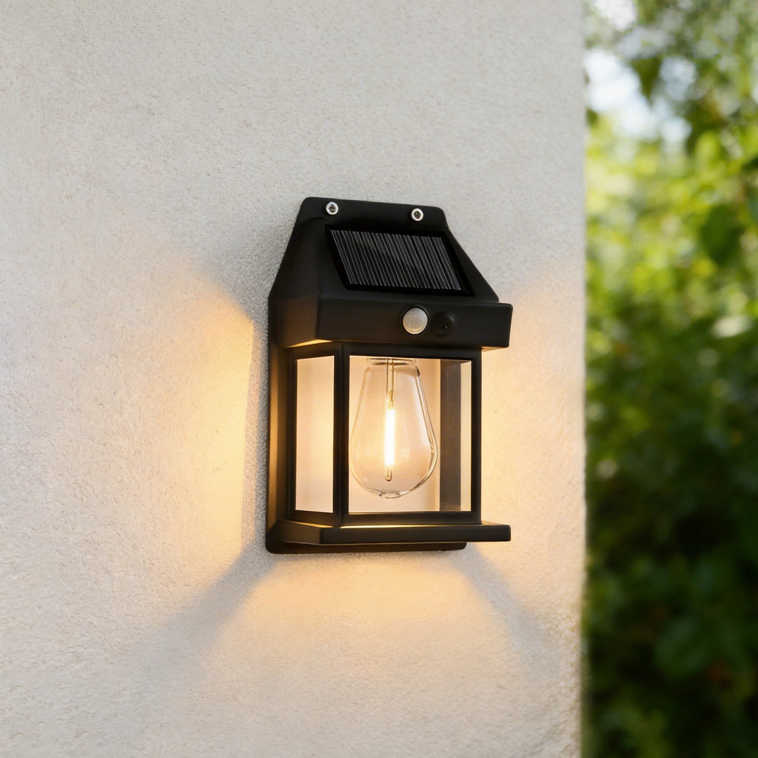 Premium Wall-Mounted Solar Lantern with Motion Sensor and Tungsten Bulb