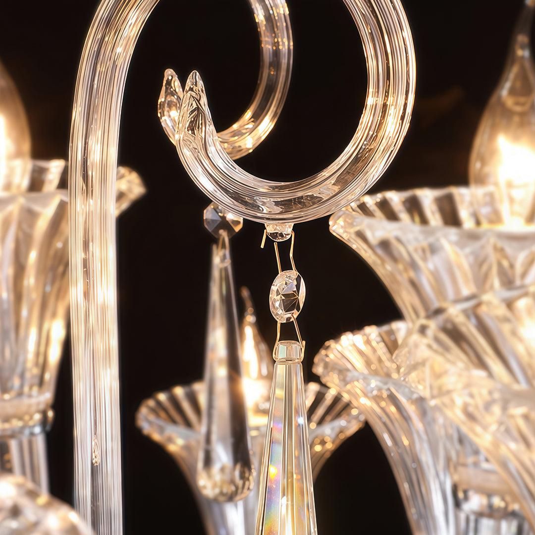 Elegant French Art Glass Ceiling Chandelier