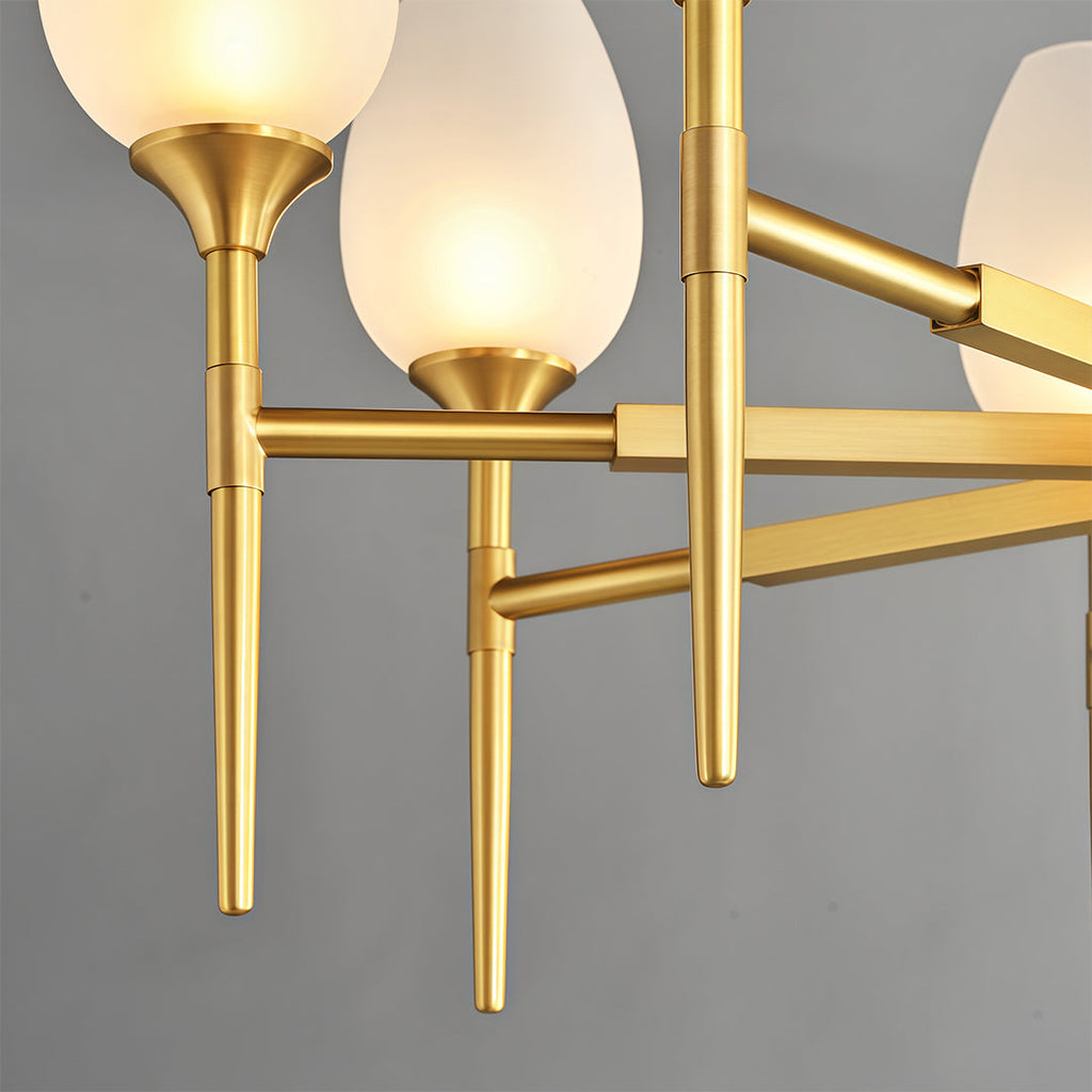 Modern Brass Glass Chandelier - Minimalist Ceiling Light