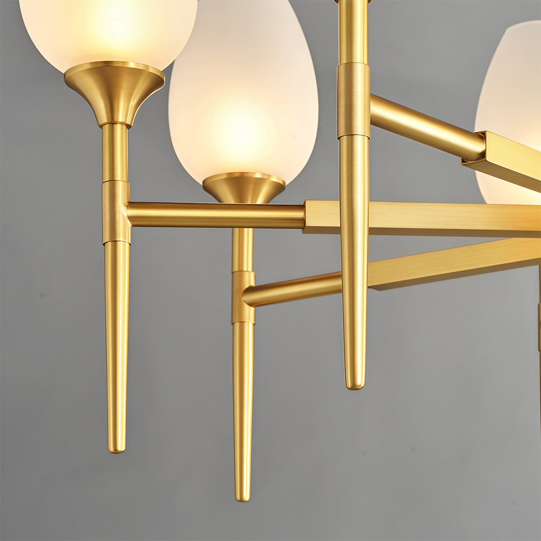 Modern Brass Glass Chandelier - Minimalist Ceiling Light