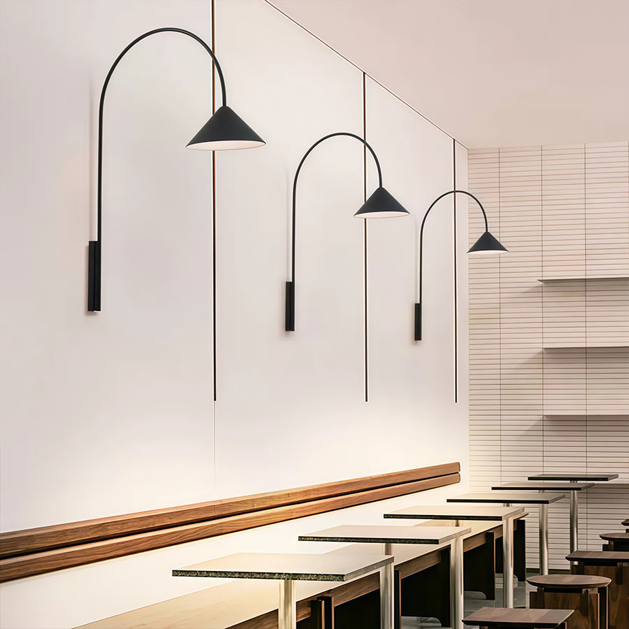 Premium Black Wall Arm Light with Long Rod - Decorative Iron Art Lamp