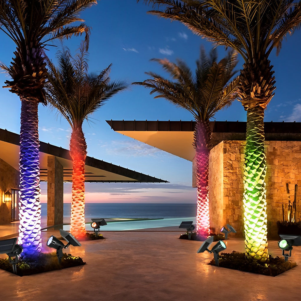 Adjustable Waterproof Solar LED RGB Tree Spotlight with Ground Spike