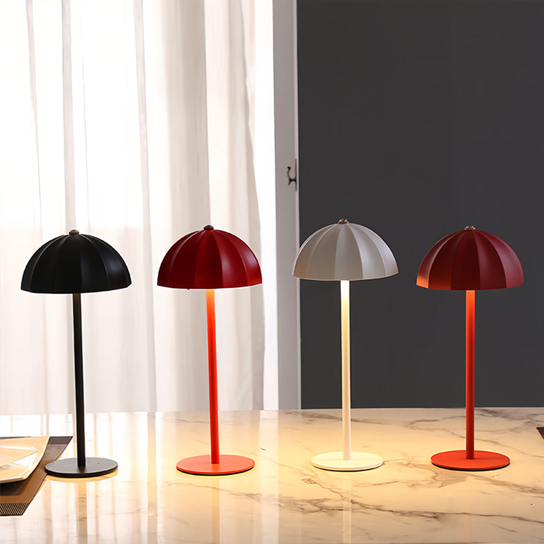 Minimalist Cordless Rechargeable Metal Mushroom Table Lamp