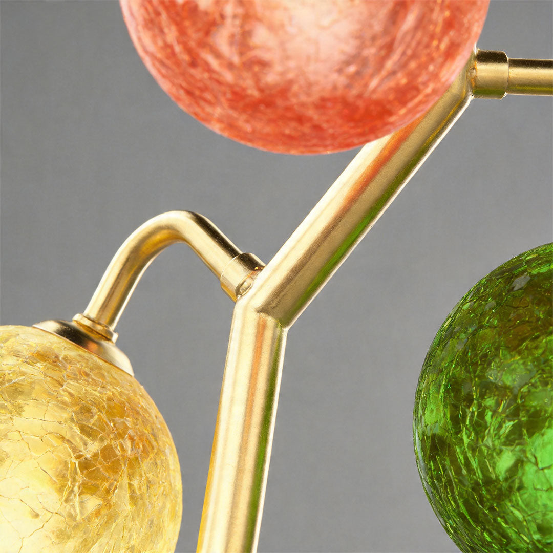 French Style Three-Head Colored Glass Table Lamp