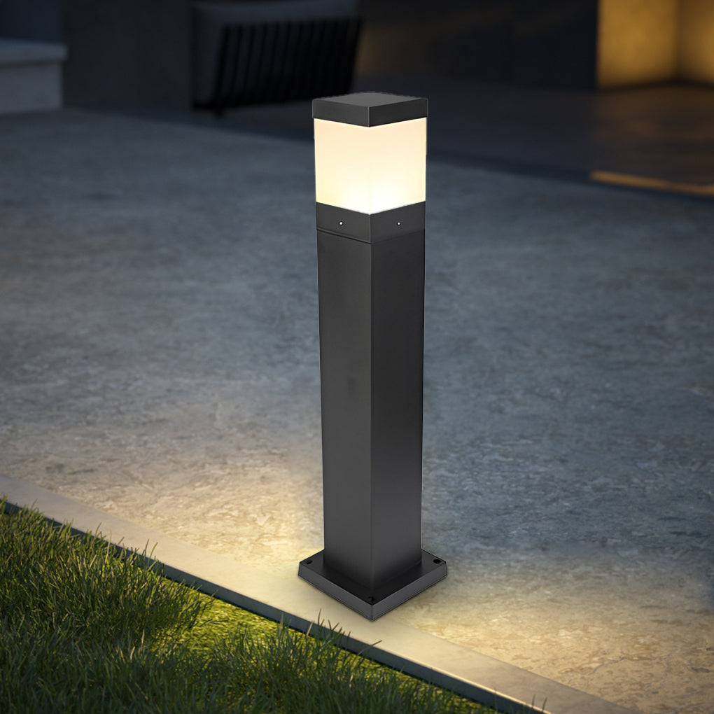 Modern Square Outdoor Bollard Light - Commercial Grade