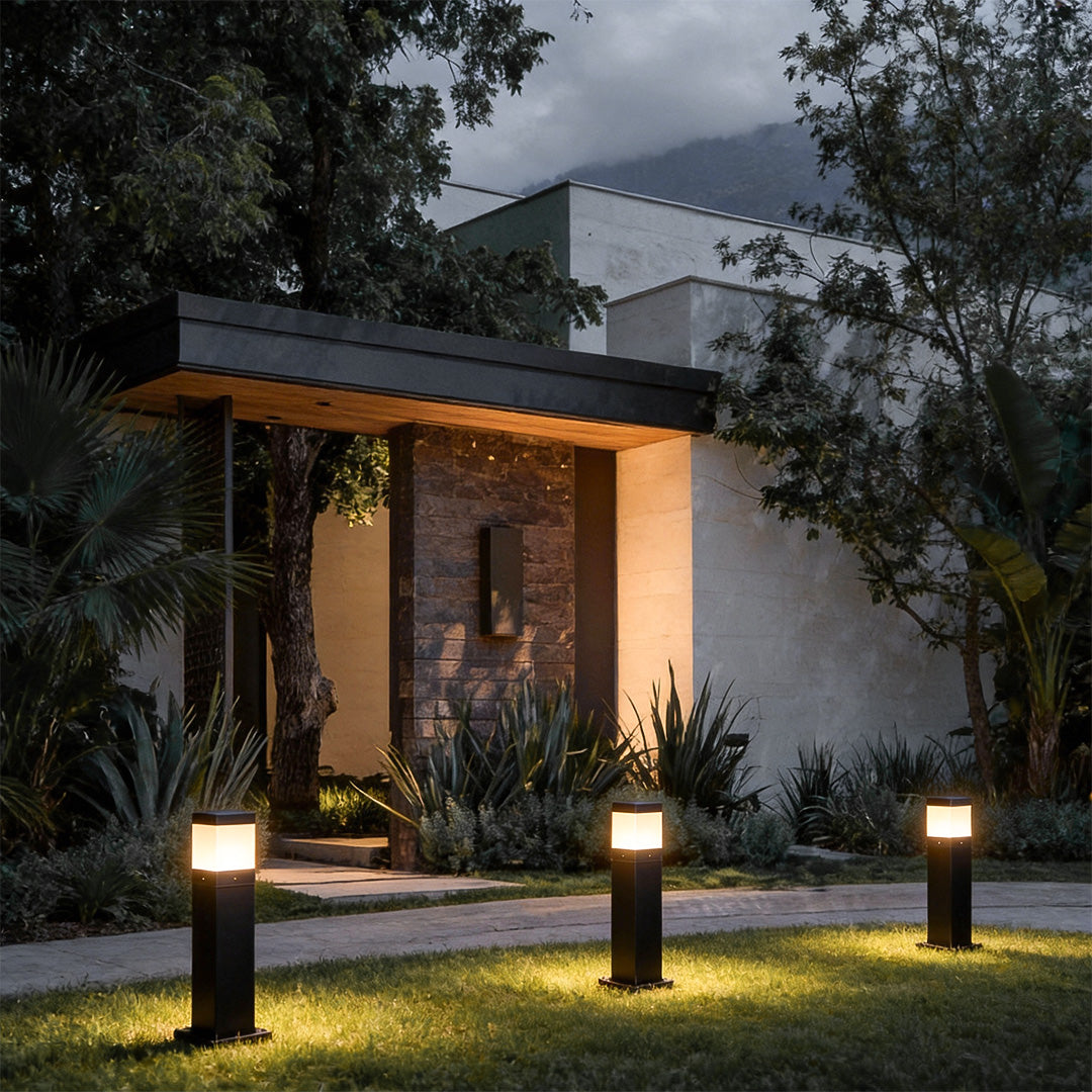 Modern Square Outdoor Bollard Light - Commercial Grade