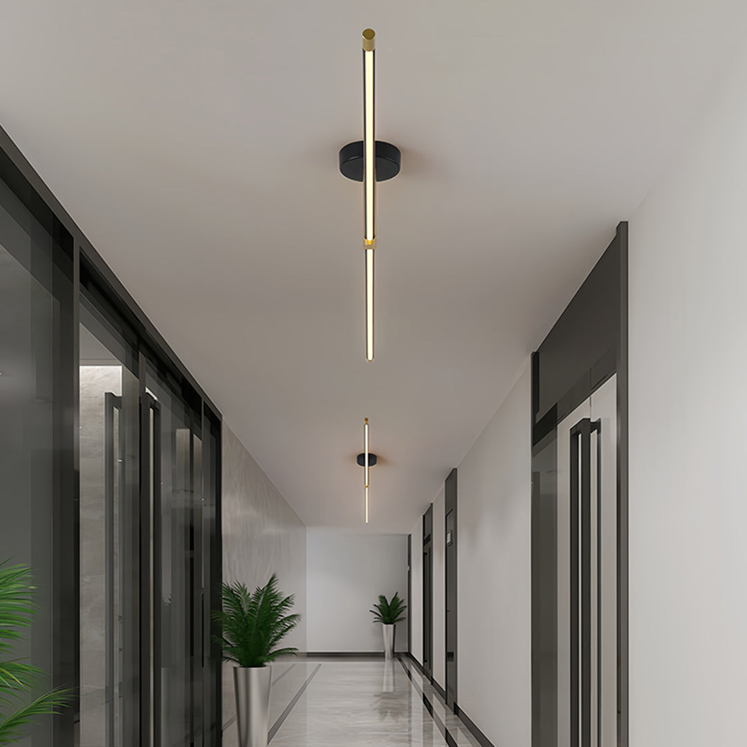 Minimalist Black and Gold LED Semi Flush Mount Ceiling Light