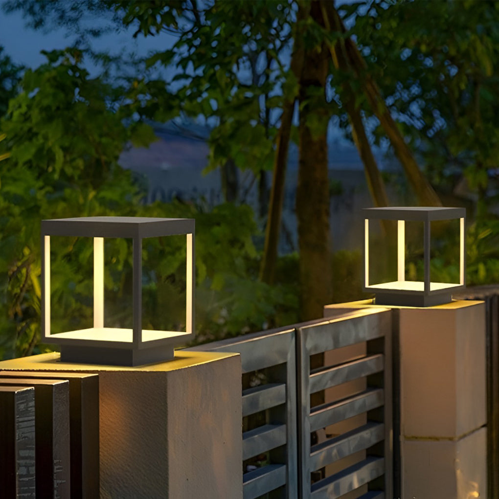 Modern Square LED Concrete Pillar Light