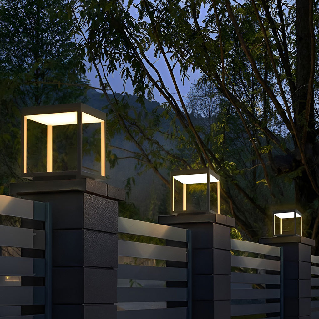 Modern Square LED Concrete Pillar Light