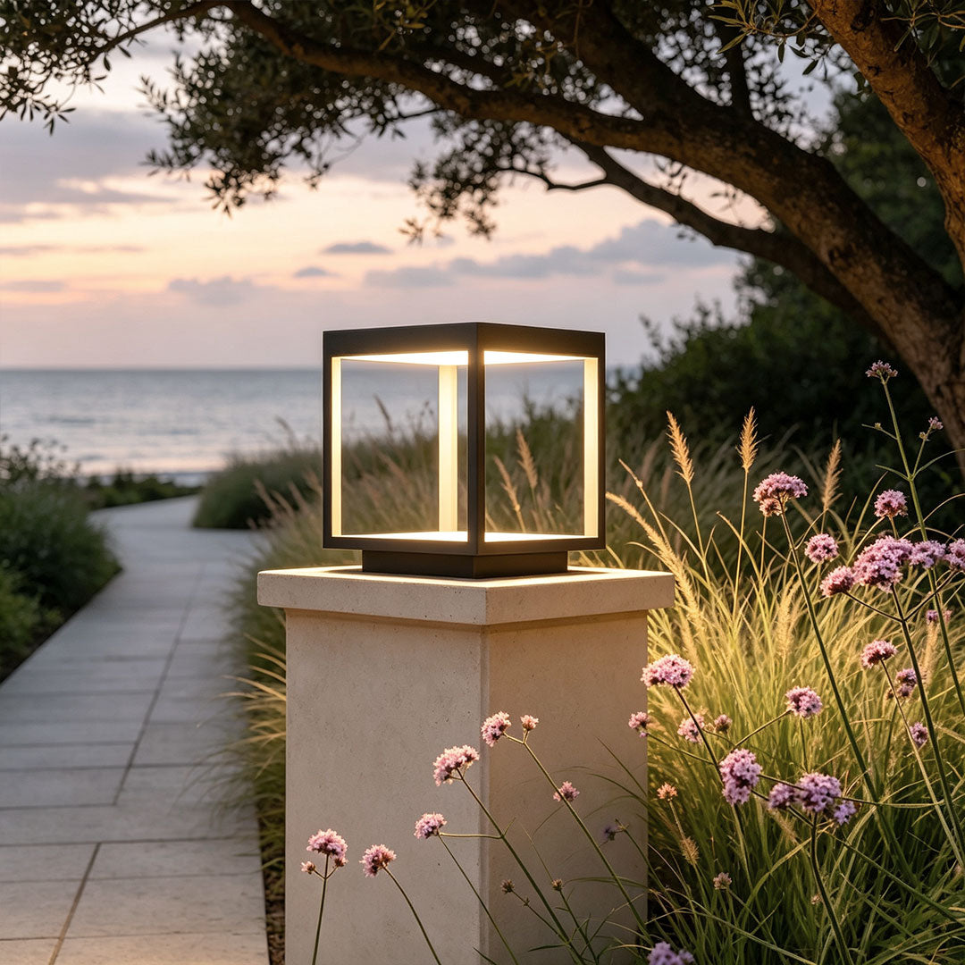 Modern Square LED Concrete Pillar Light