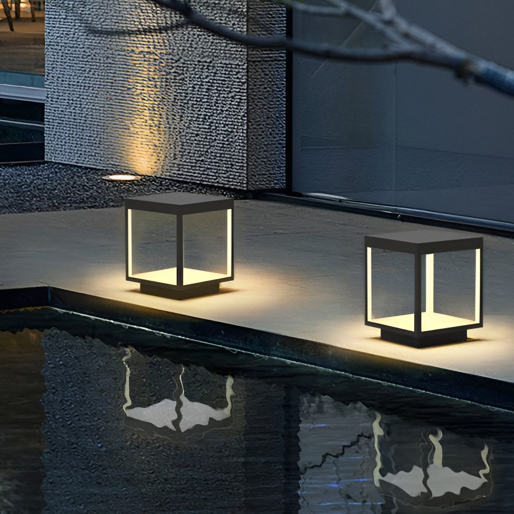Modern Square LED Concrete Pillar Light