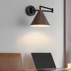 Cone-Shaped Wood Wall Sconce - 1-Light Swing Arm Fixture
