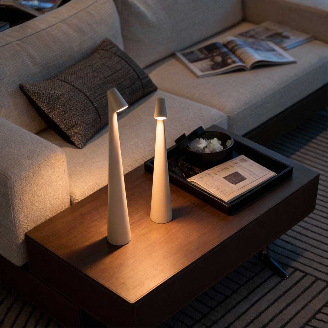 Modern Dimmable LED Cone Table Lamp - Metal Design