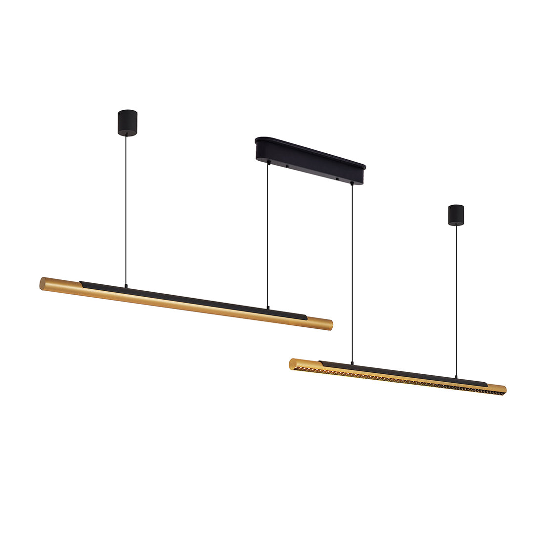 Minimalist Dual-Head Linear Pendant Light - 2-Light Ceiling Fixture