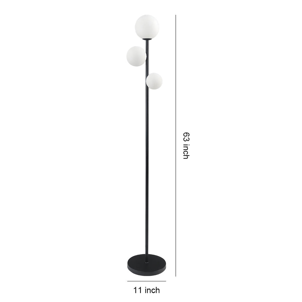 Modern 3-Light Globe Floor Lamp in Gold, Black, and White
