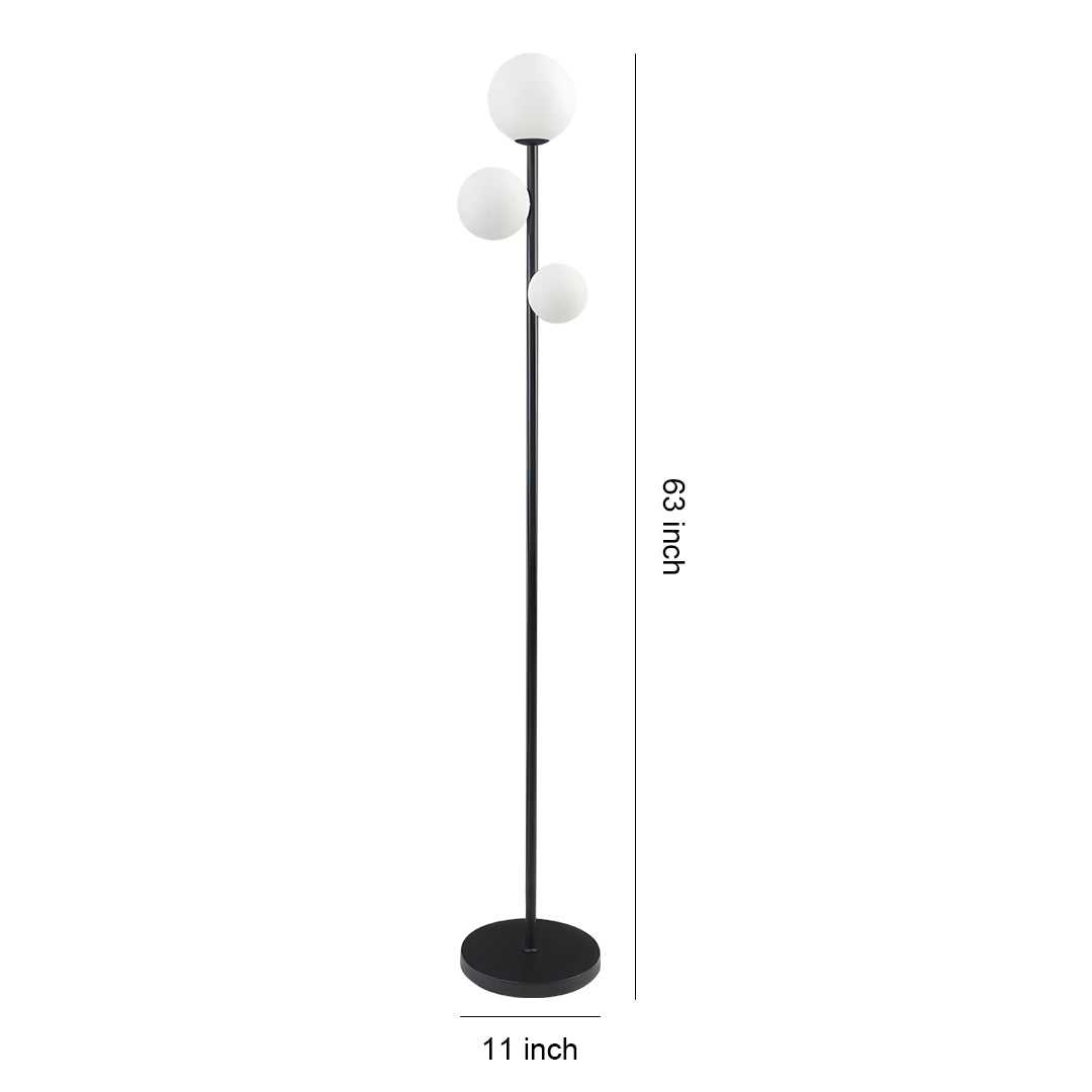 Modern 3-Light Globe Floor Lamp in Gold, Black, and White