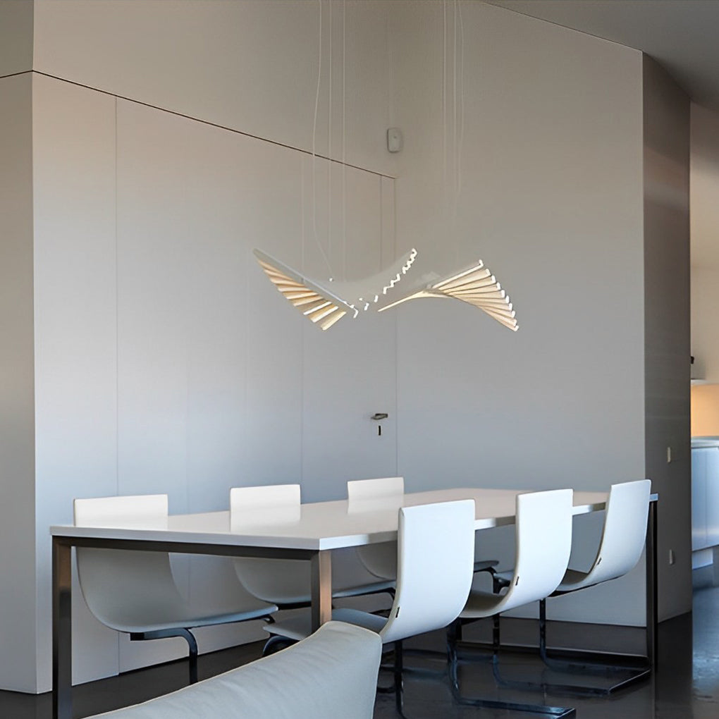 Nordic Wave Black Art Fish Bone Linear Ceiling Light