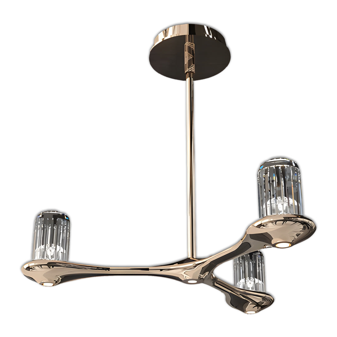 Nordic Minimalist Brass Crystal Ceiling Chandelier