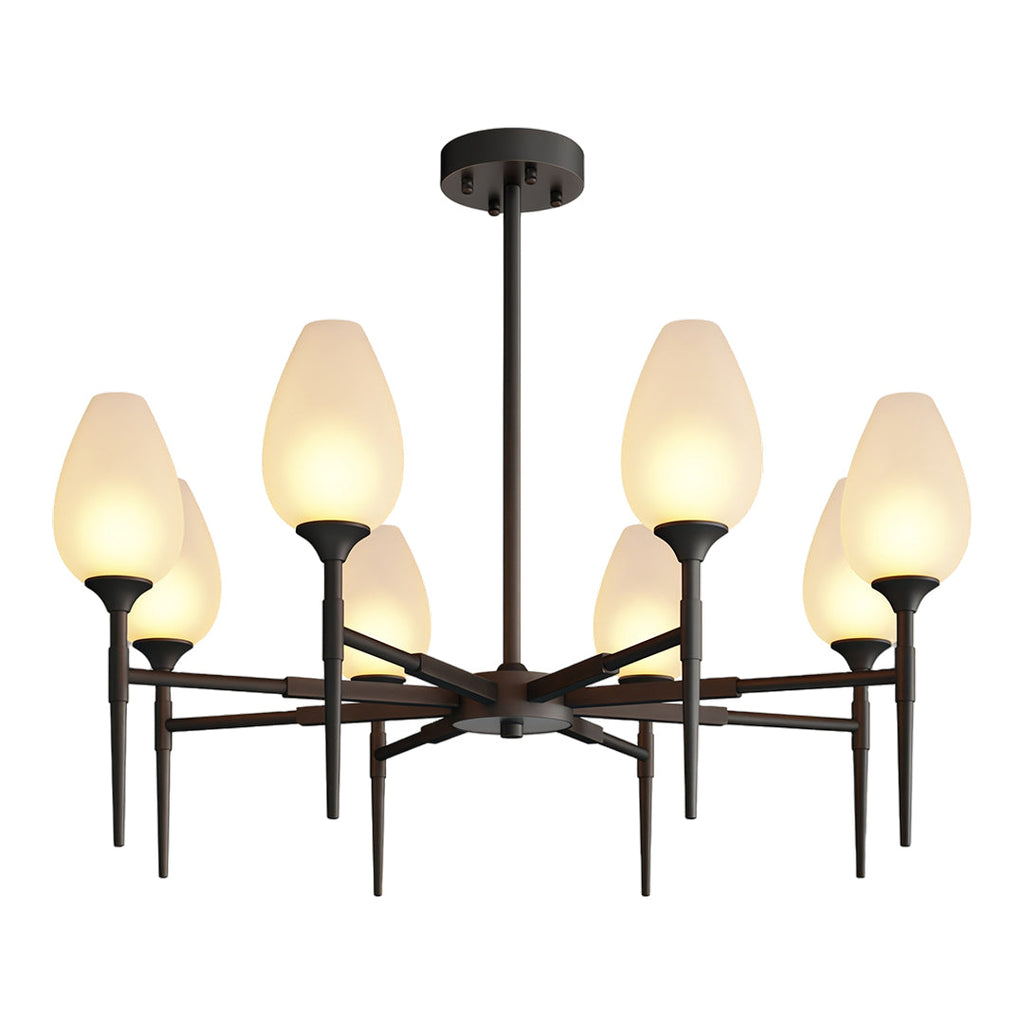 Modern Brass Glass Chandelier - Minimalist Ceiling Light