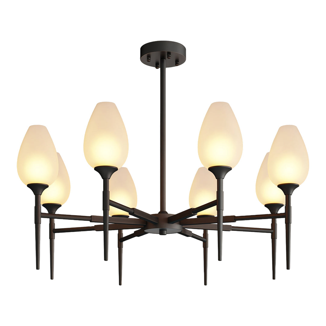 Modern Brass Glass Chandelier - Minimalist Ceiling Light