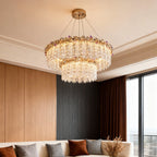 Gold Crystal Chandelier - French Minimalist Ceiling Light