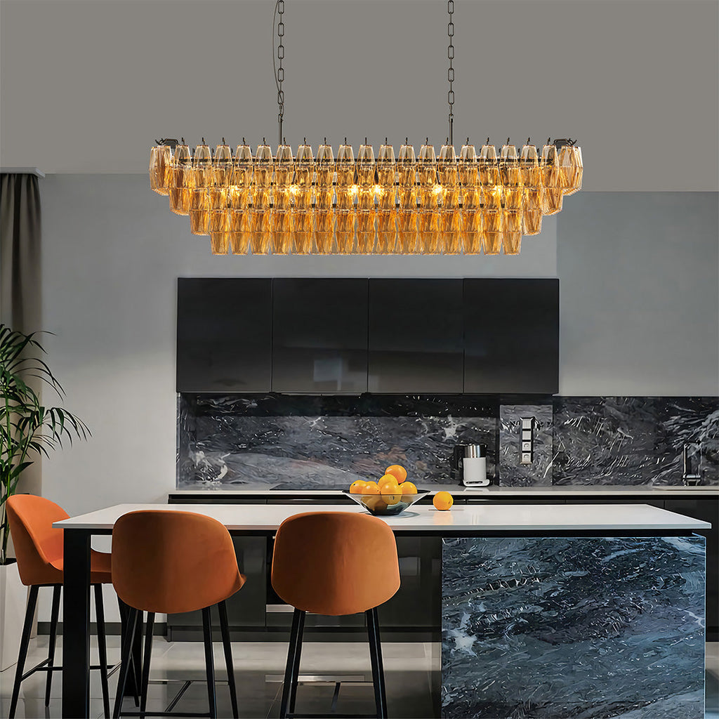 Luxury Multi-Head Glass Pendant Chandelier for Elegant Ceilings