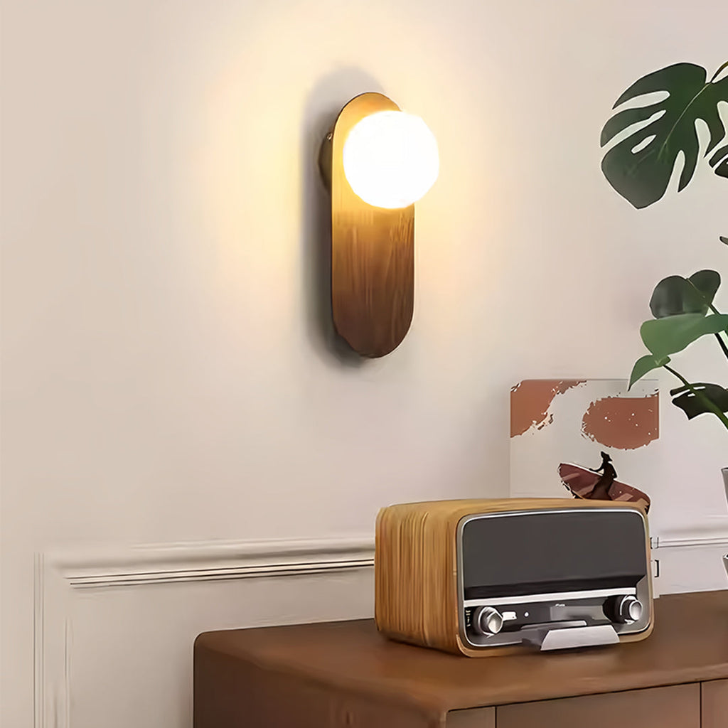 Mid-Century Minimalist Wood Grain LED Wall Lights
