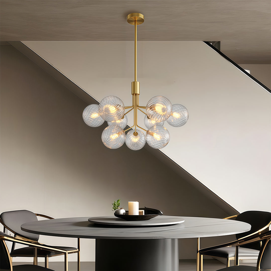 Premium Modern Copper and Glass Ball Chandelier