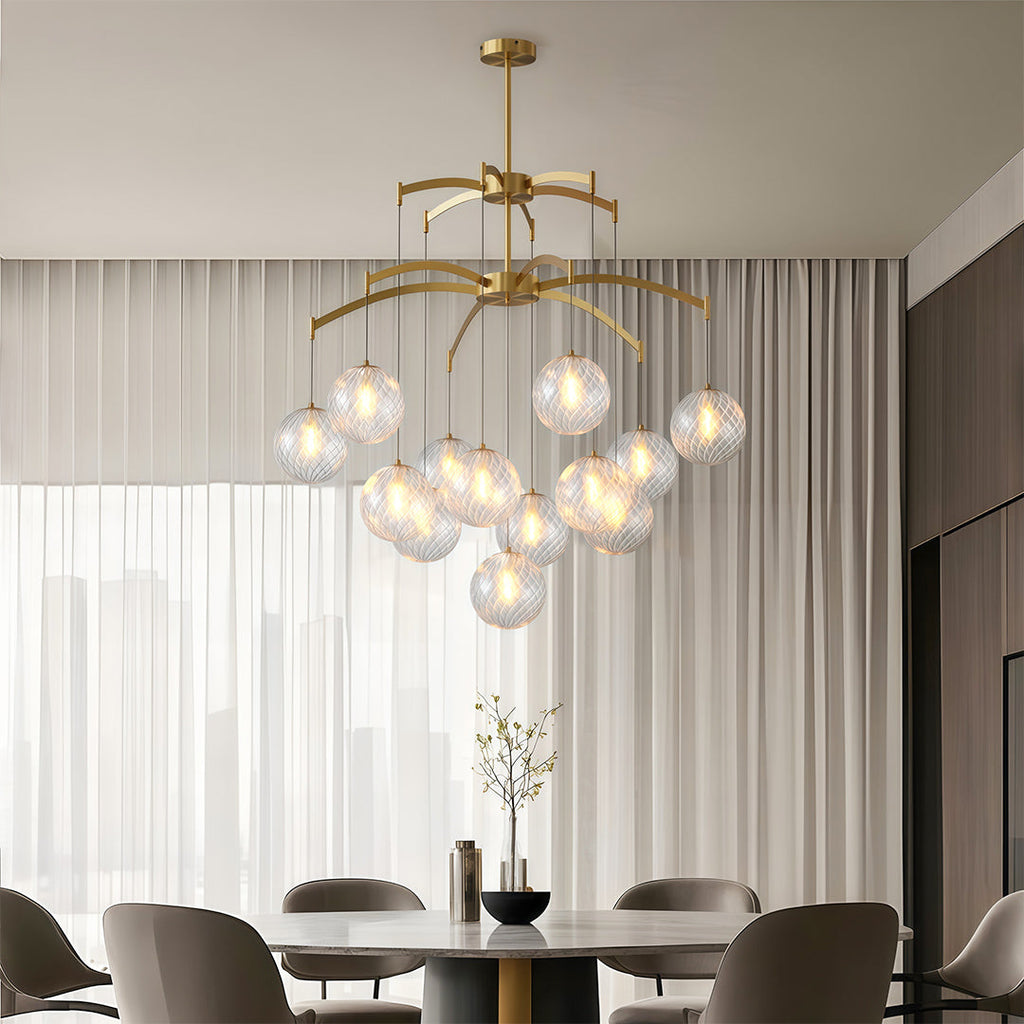 Premium Copper and Glass Ball Chandelier Ceiling Light