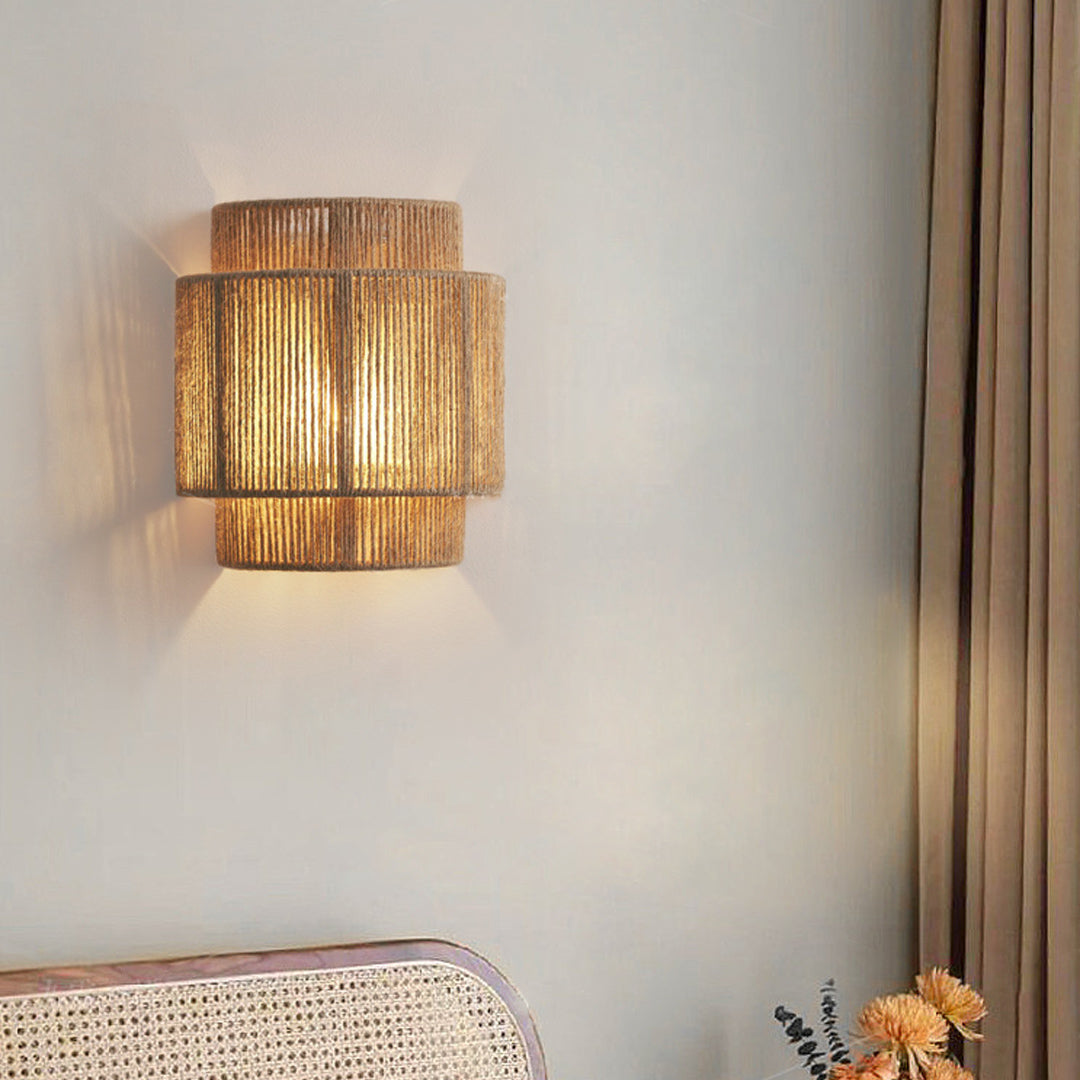 Premium Wabi Sabi Hemp Rope Wall Sconce - Japanese-Inspired Lighting