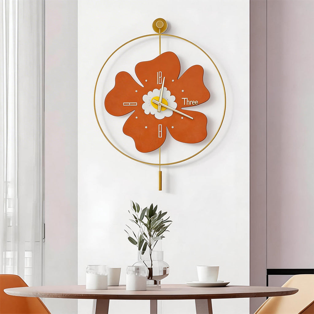 Floral LED Wall Clock with Remote Control