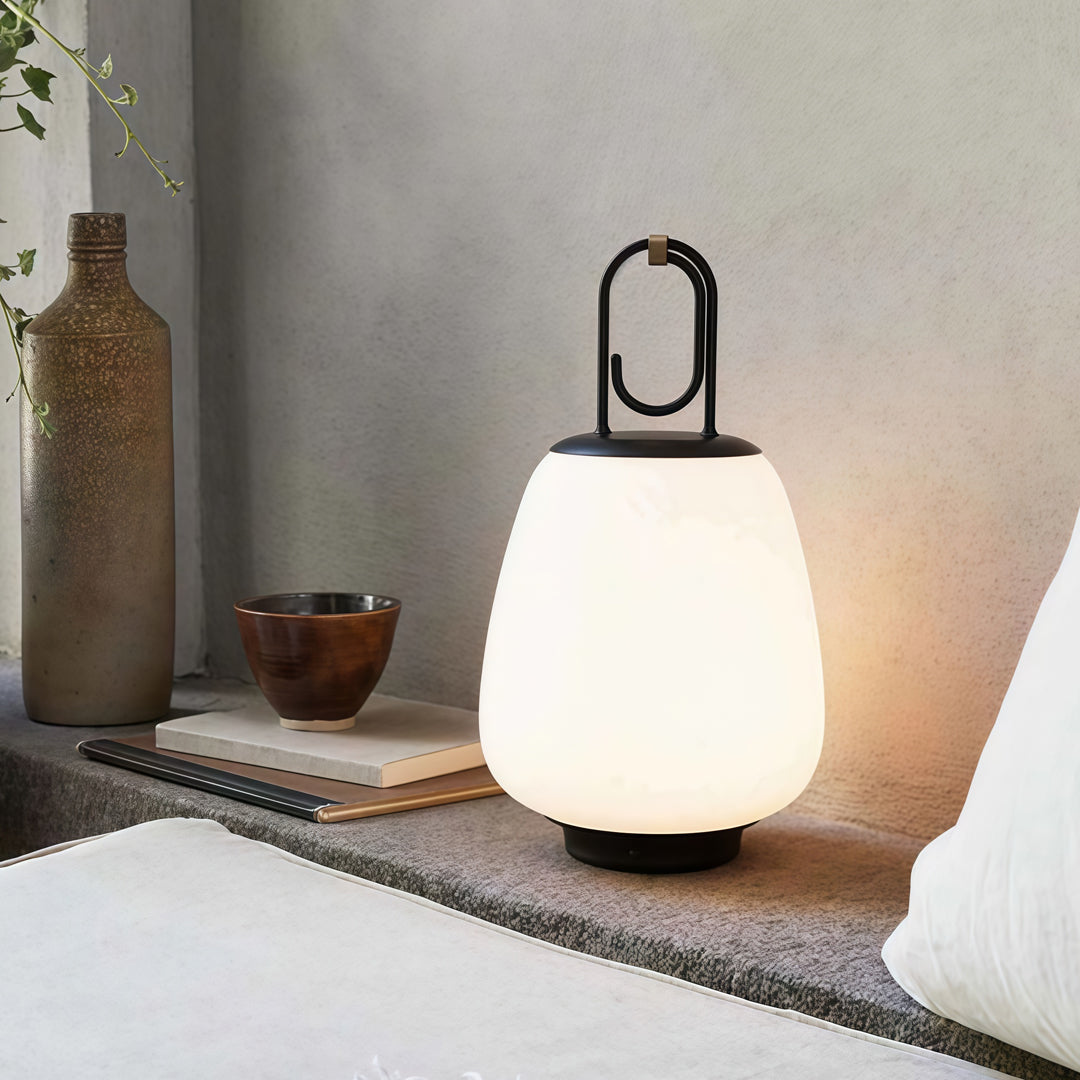 Mid-Century Portable Table Lamp with USB Charger