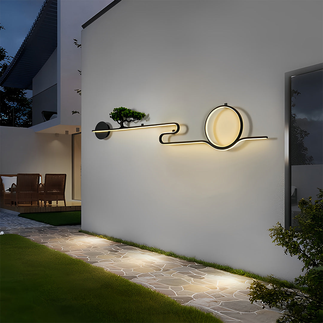 Premium Retro LED Outdoor Wall Sconce - Waterproof Tree Landscape Design