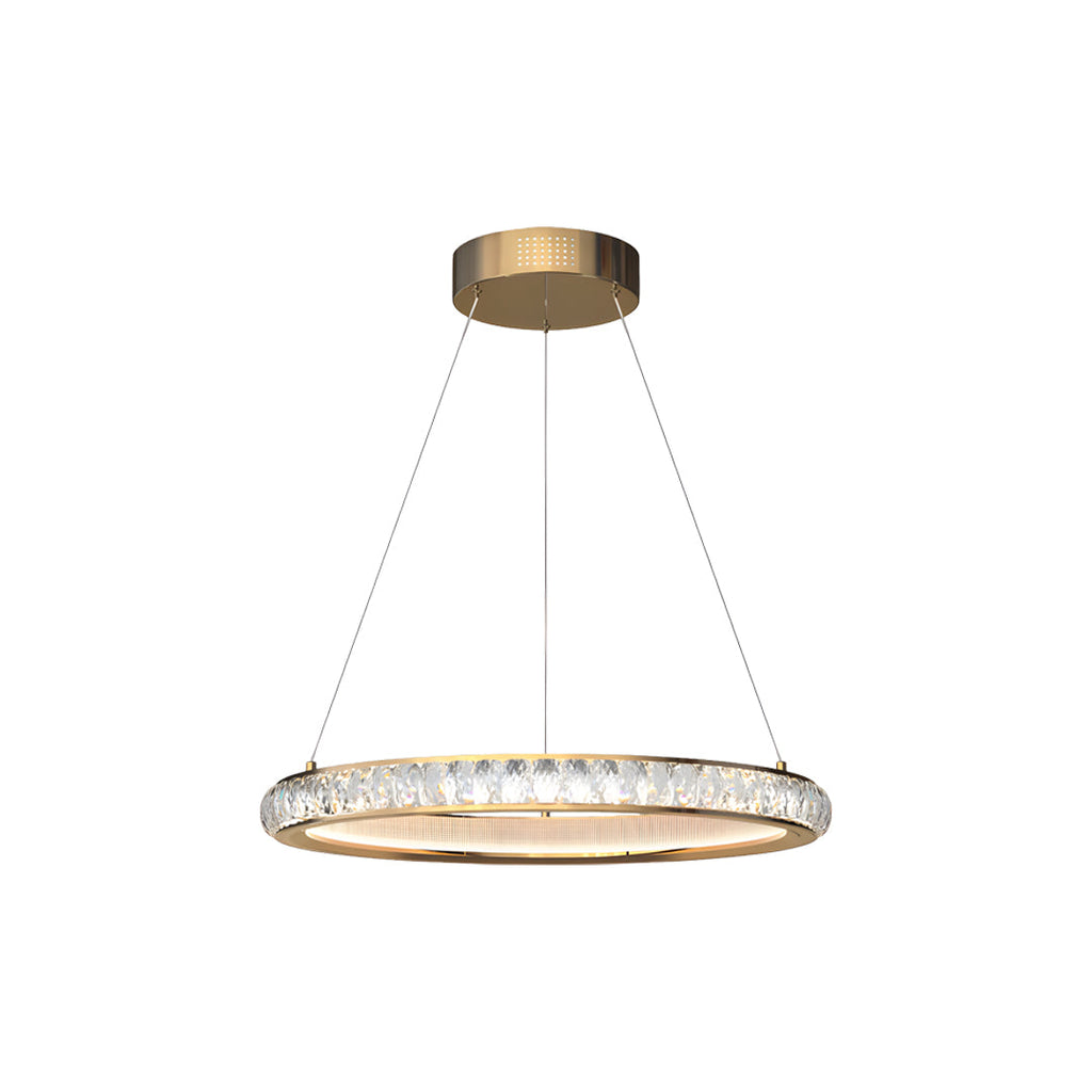 Elegant Round Gold Crystal LED Chandelier for Ceiling