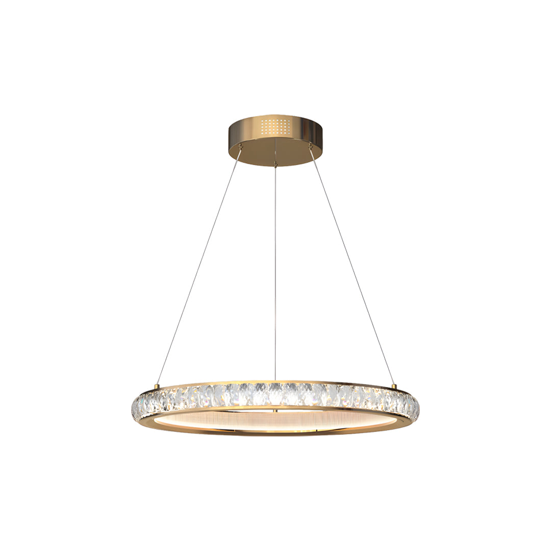Elegant Round Gold Crystal LED Chandelier for Ceiling