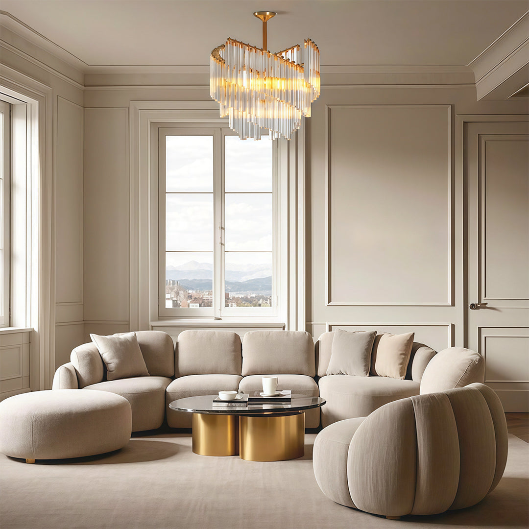 Luxury Vintage Crystal Copper Ceiling Chandelier