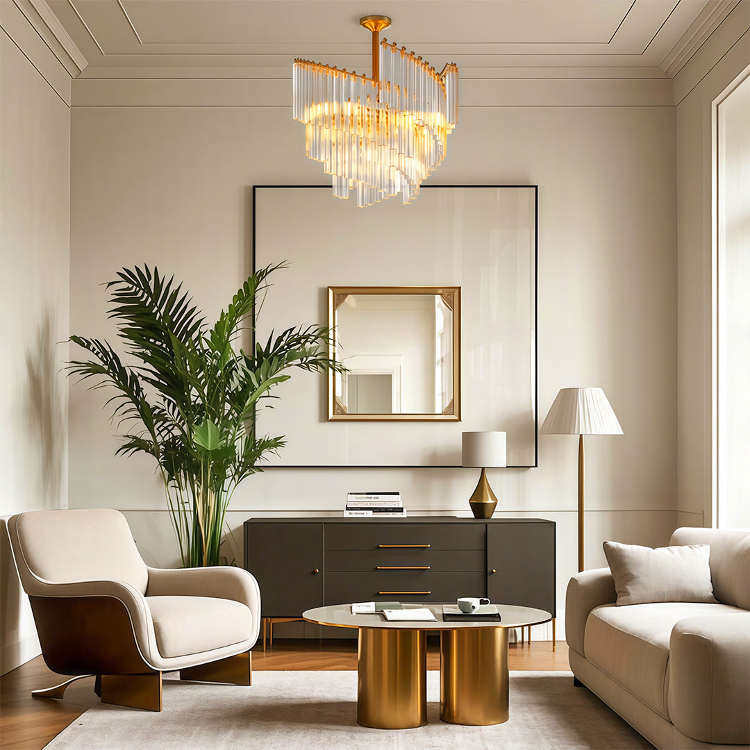 Luxury Vintage Crystal Copper Ceiling Chandelier