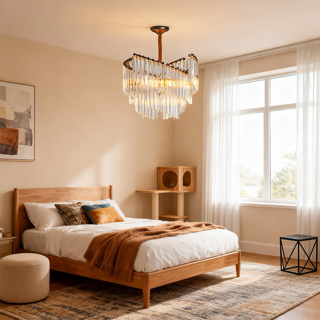 Luxury Vintage Crystal Copper Ceiling Chandelier