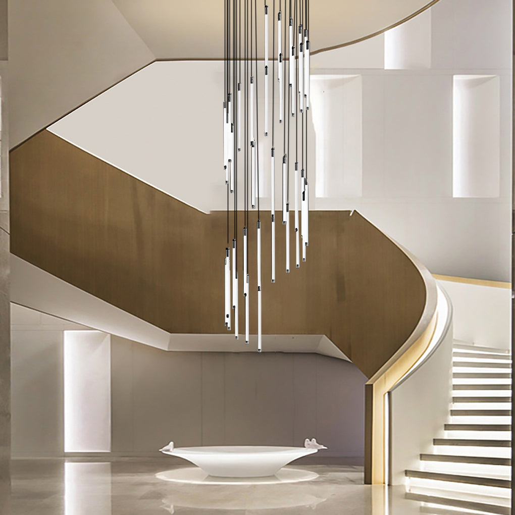 Modern Spiral Tube Chandelier for Staircase Lighting