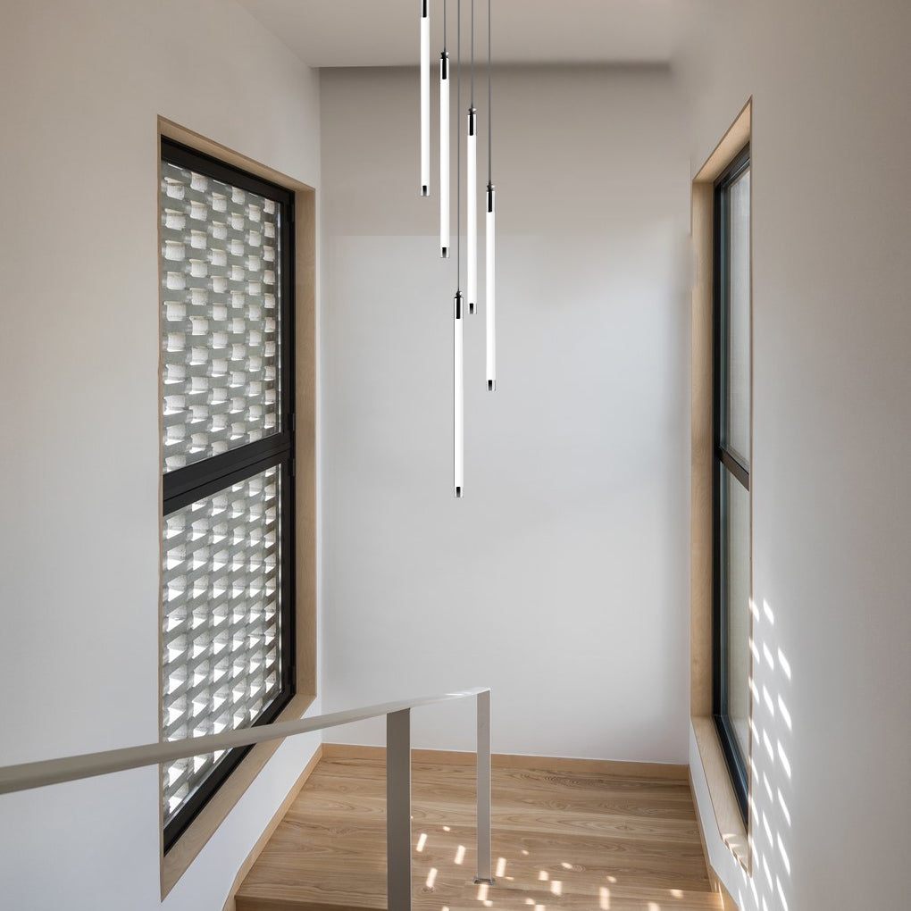 Modern Spiral Tube Chandelier for Staircase Lighting