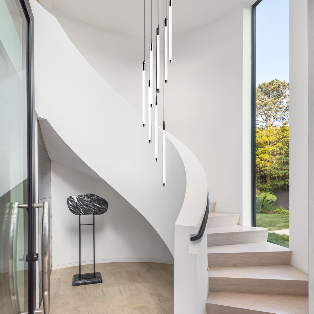 Modern Spiral Tube Chandelier for Staircase Lighting